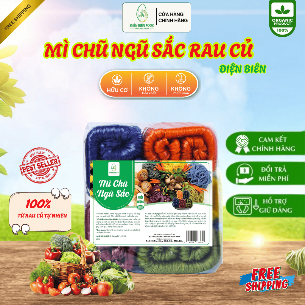 Mì Chũ Rau Củ Ngũ Sắc Điện Biên Food 1kg